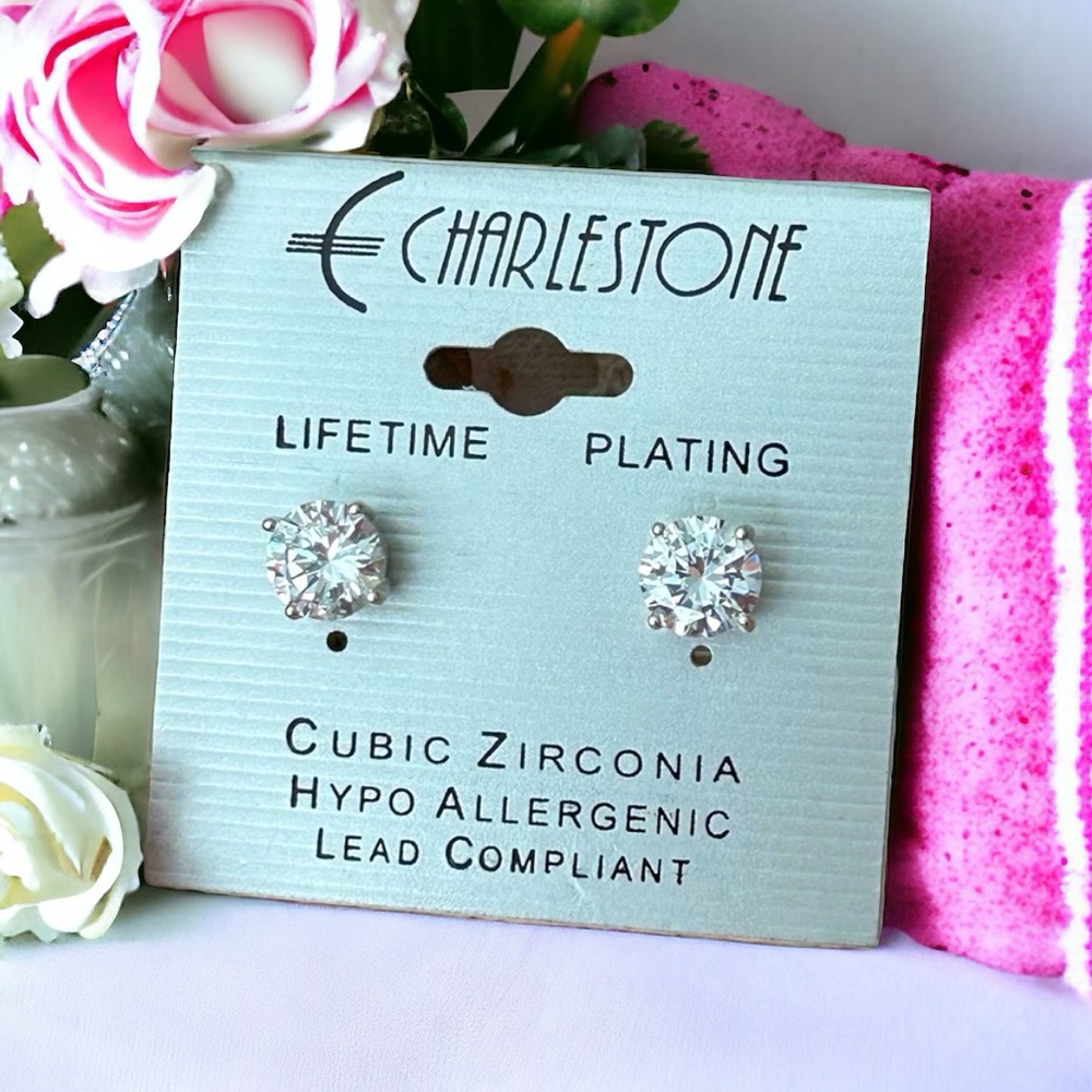 NWT Stunning Silver Cubic Zirconia Studs